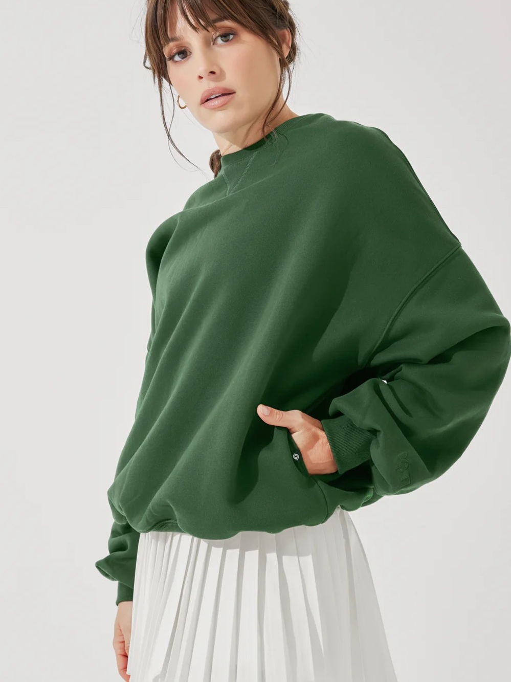POPFLEX fern green cloud crewneck sweater
